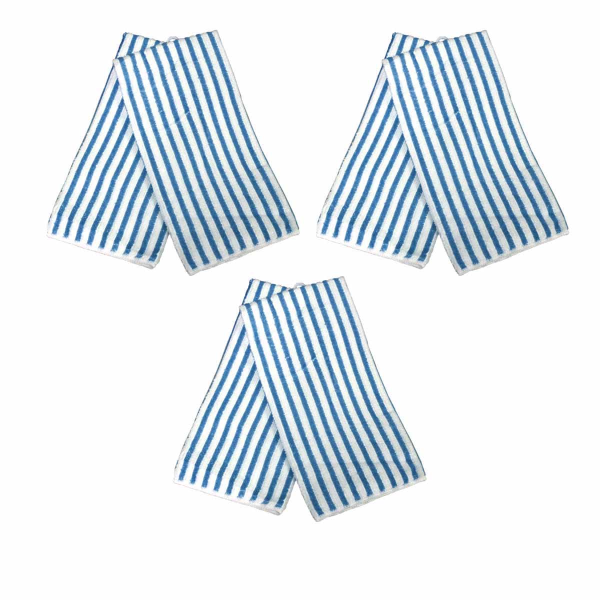 Set of 6 Microfibre Striped Tea Towels 40 x 60 cm Blue